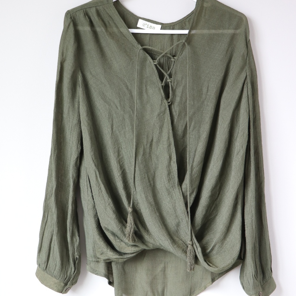 Olive Green Boho Top